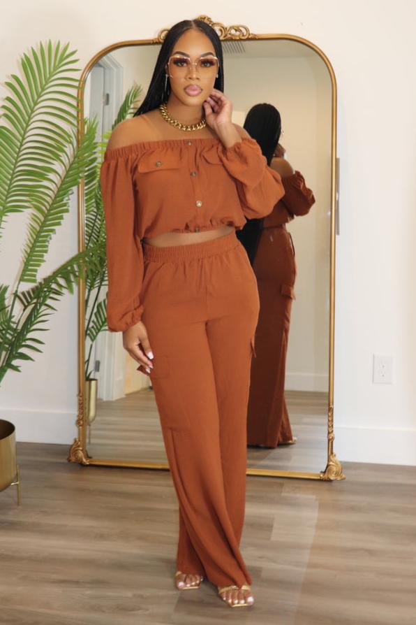 Pantalon et Bustier Terracotta de Mariage