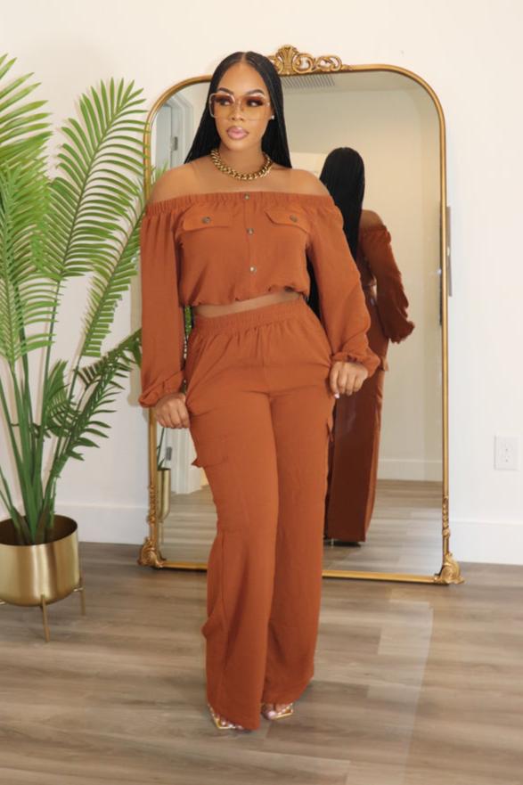 Pantalon et Bustier Terracotta de Mariage