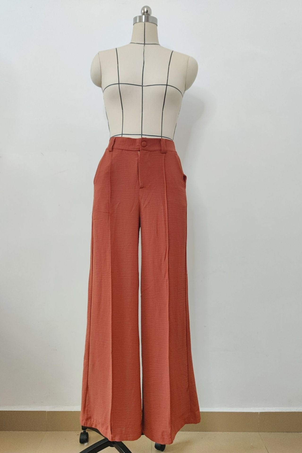 Pantalon Taille Haute Terracotta