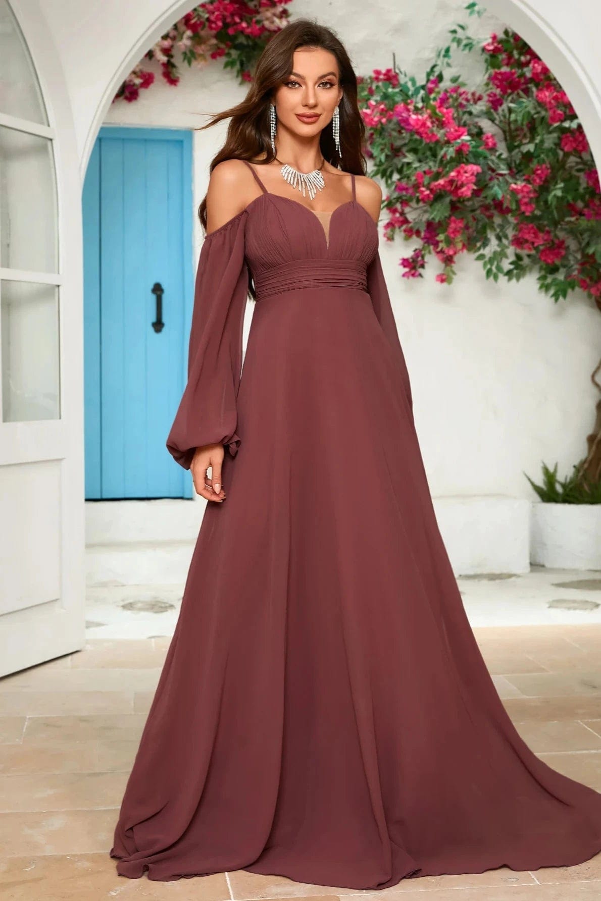Robe de Cérémonie Femme Terracotta