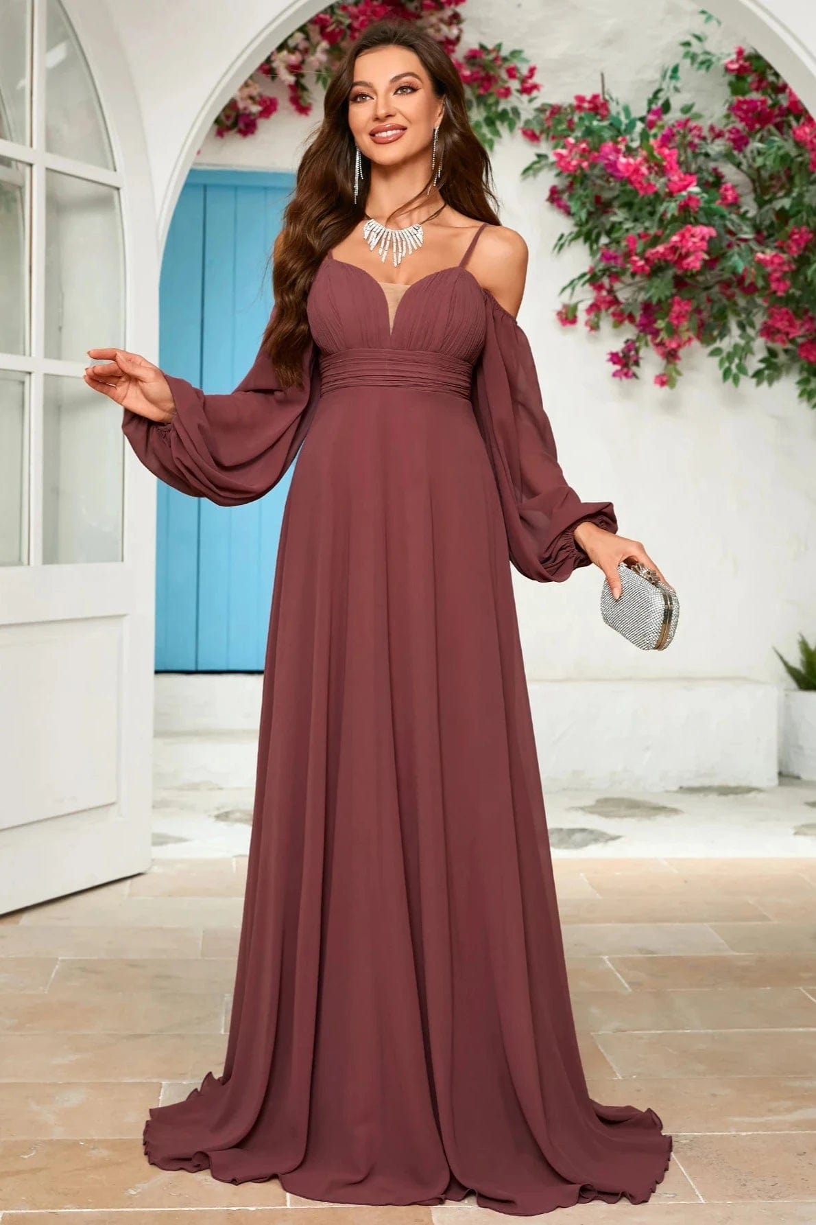 Robe de Cérémonie Femme Terracotta