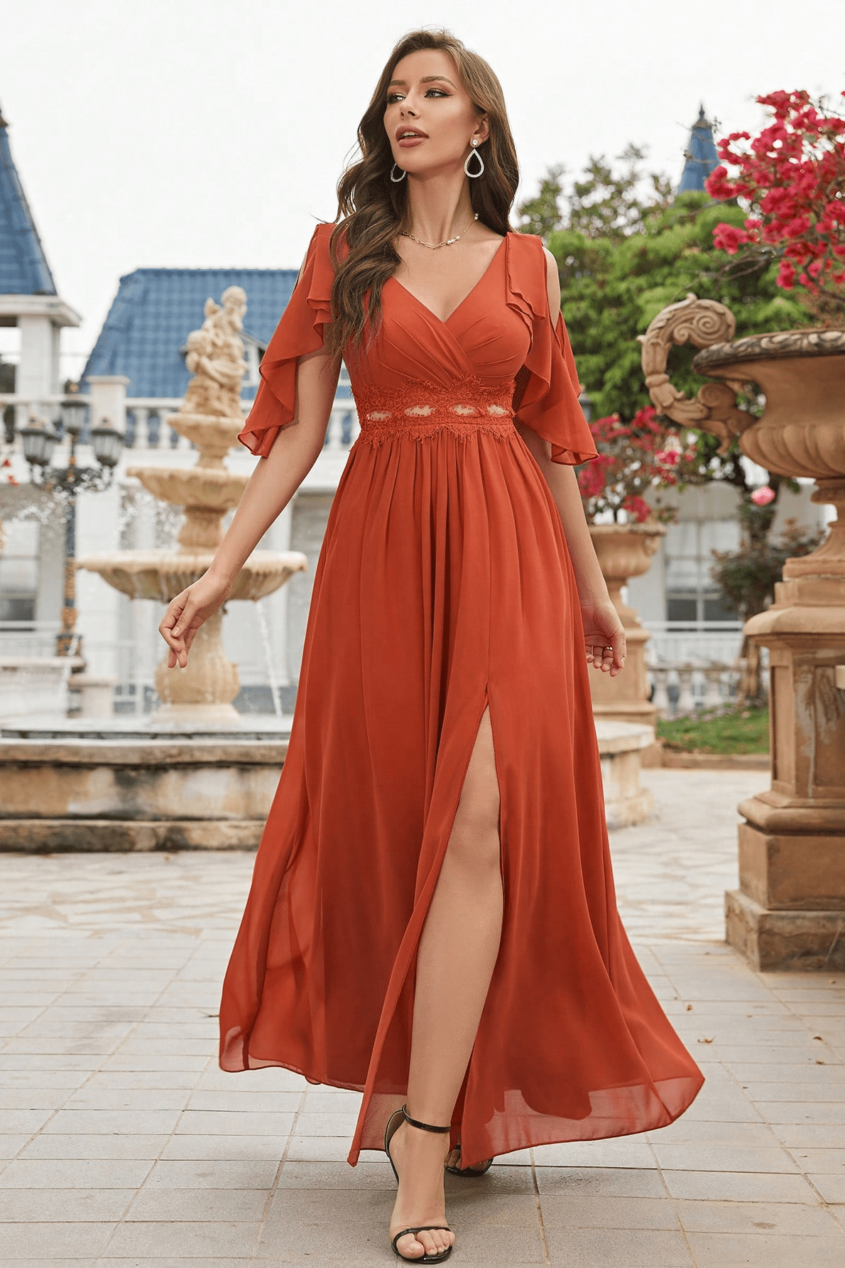 Robe de Demoiselle d'Honneur Bohème Terracotta