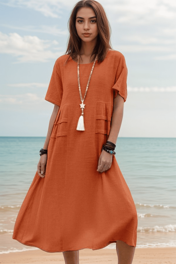 Robe en Lin Terracotta