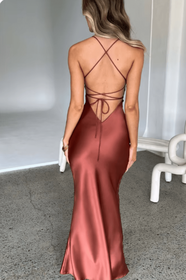 Robe en Satin Terracotta