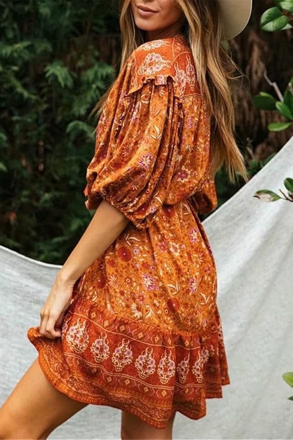 Robe Fleurie Terracotta