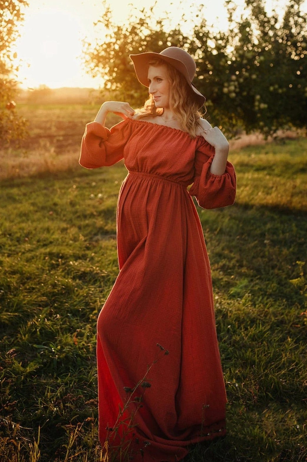 Robe Longue Grossesse Terracotta