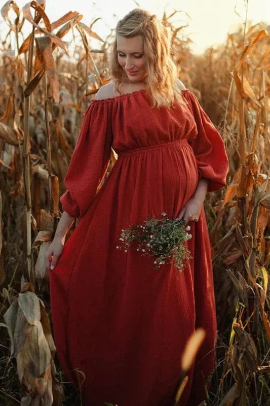 Robe Longue Grossesse Terracotta