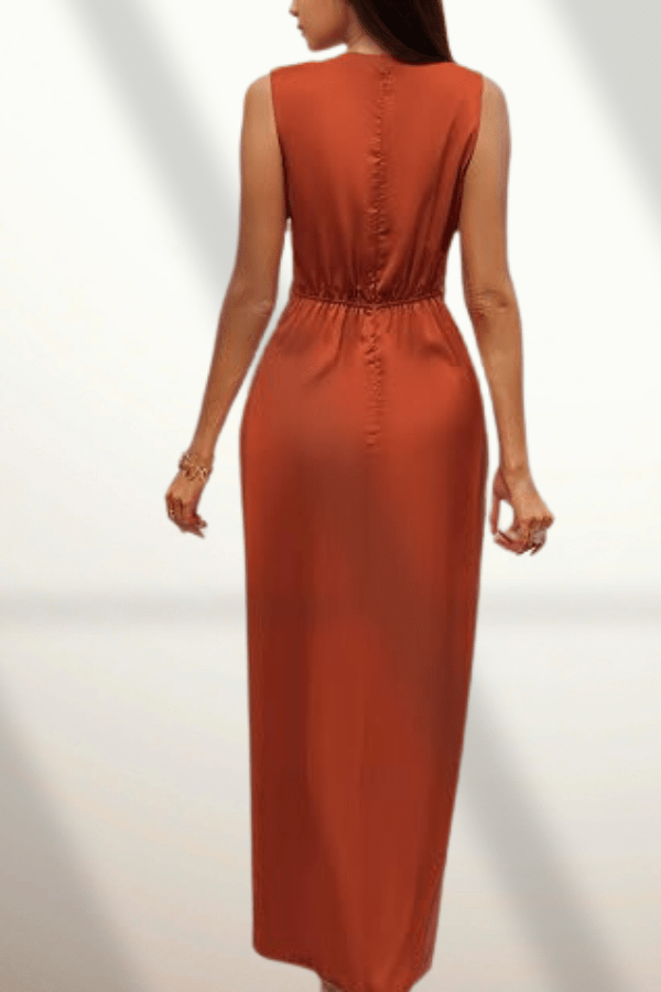 Robe Longue Satin Terracotta