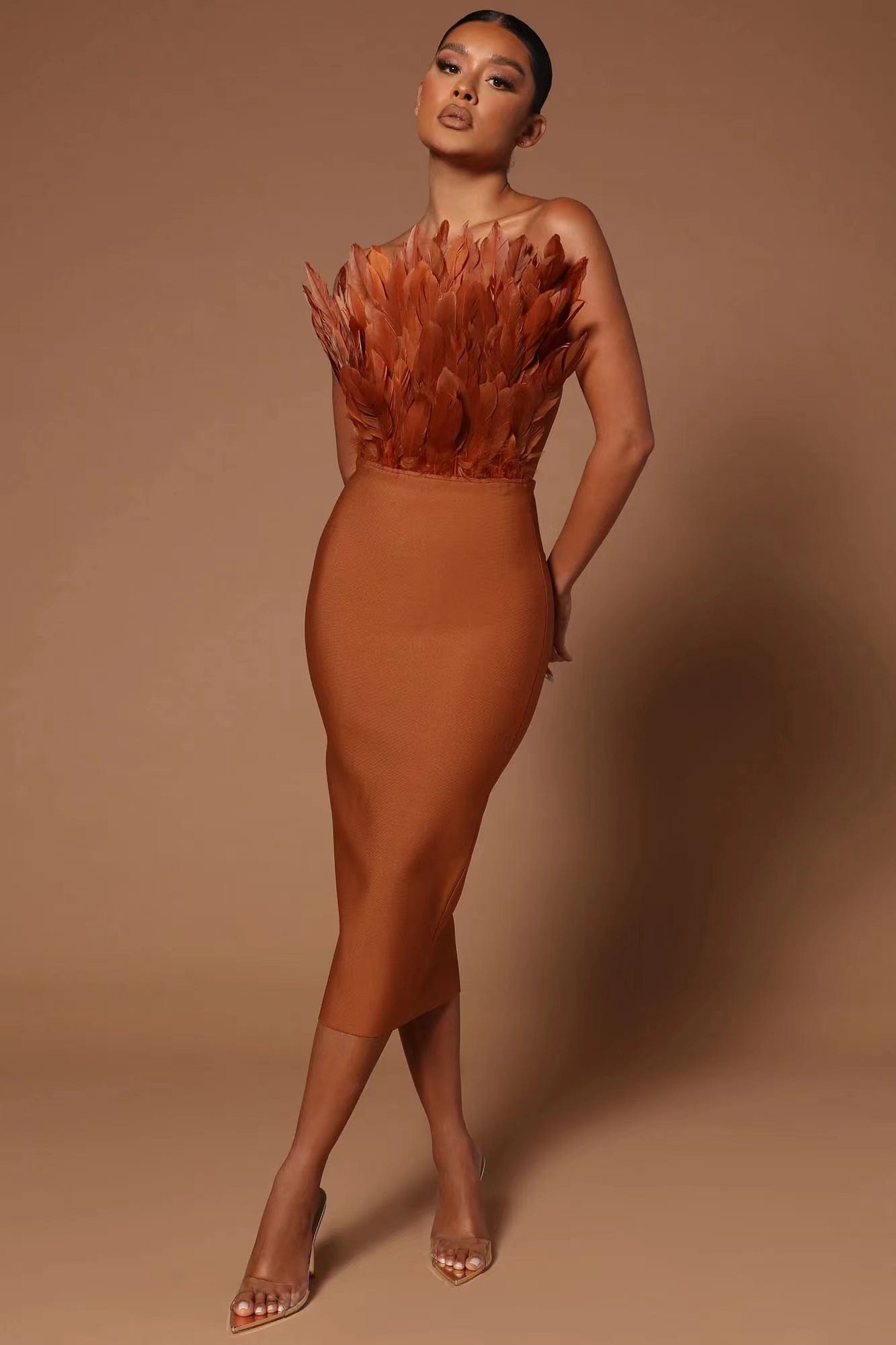Robe Mi Longue Terracotta