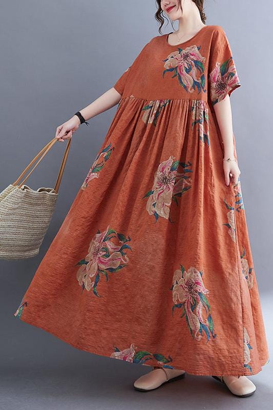 Robe Orange Terracotta Bohème