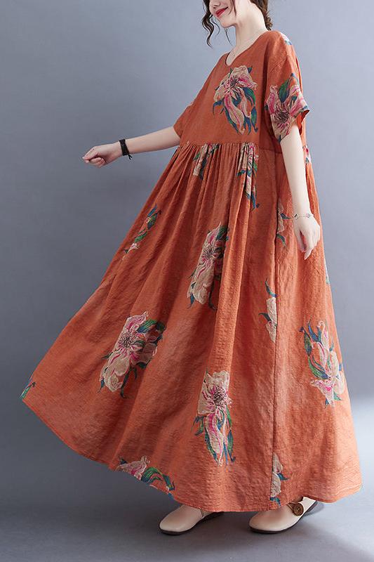 Robe Orange Terracotta Bohème