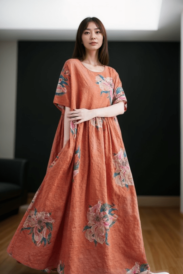 Robe Orange Terracotta Bohème