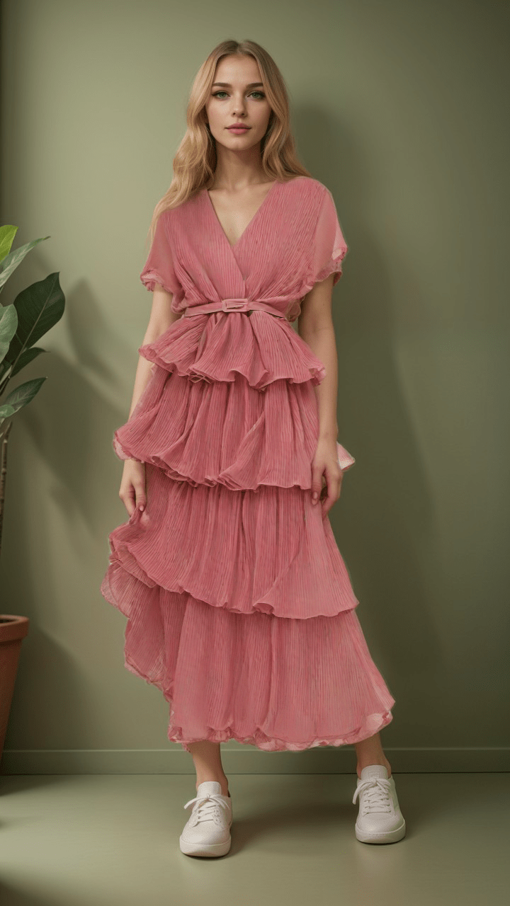 Robe Plissée Terracotta